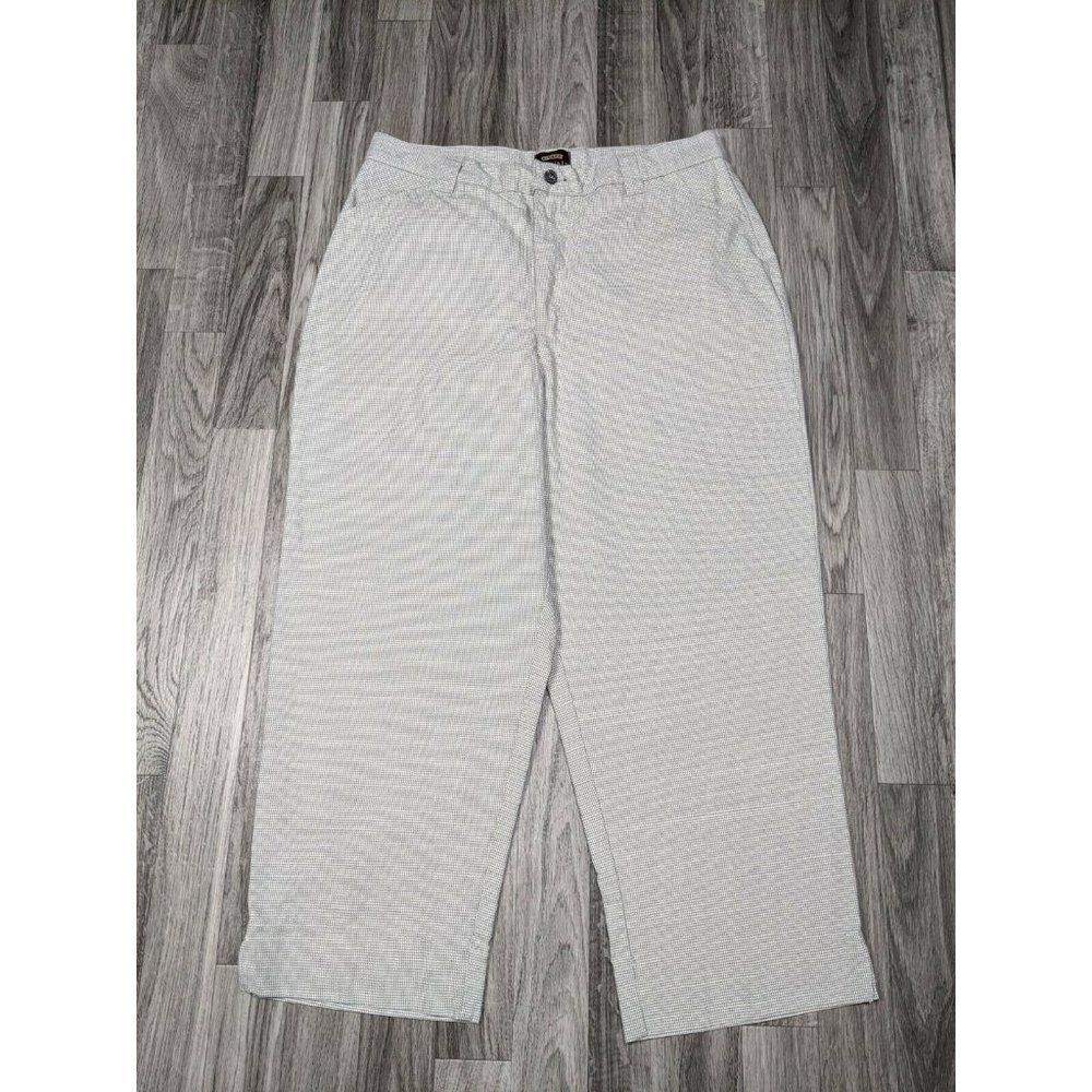 Riders Casuals Womens Grey White Houndstooth Flat Front Cropped Pants Size 14‎ M